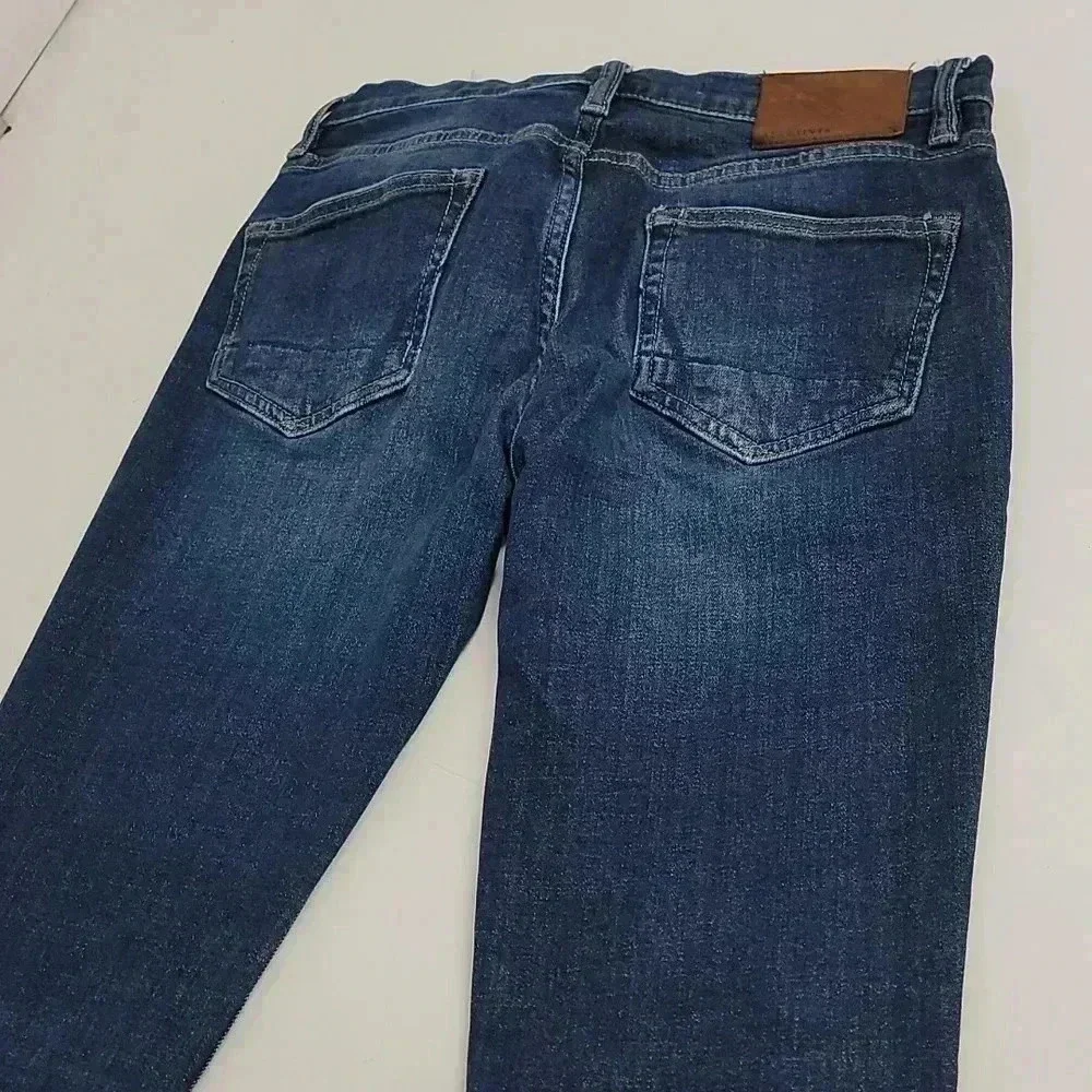 Allsaints Rex Slim Fit Stretch Straight Leg Jeans Mens 28 Blue Button Fly